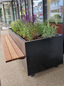 Planter Bench as a commercial entrance feature