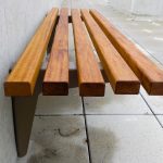 Floating bench with Iroko Hardwood
