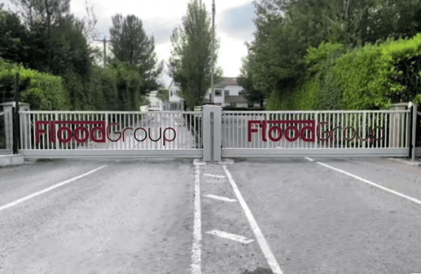 Flood Group twin cantilever industrial gates Flood Group twin cantilever industrial gates spanning 15m