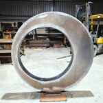 Offset Circle Garden Sculpture Corten