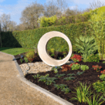 Offset circle corten sculpture